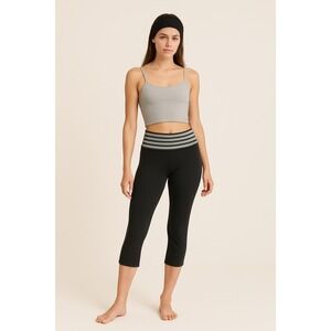 Hard Tail Y2K Foldover Low Rise Leggings Small Black Retro Stripe Athleisure